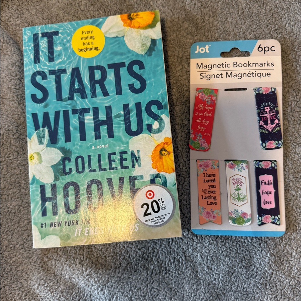 Colleen Hoover Novel and Jot Magnetic Bookmarks
